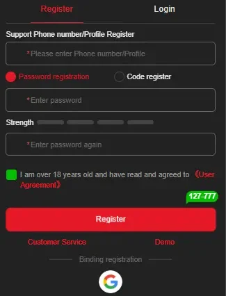 pk7bet game register image