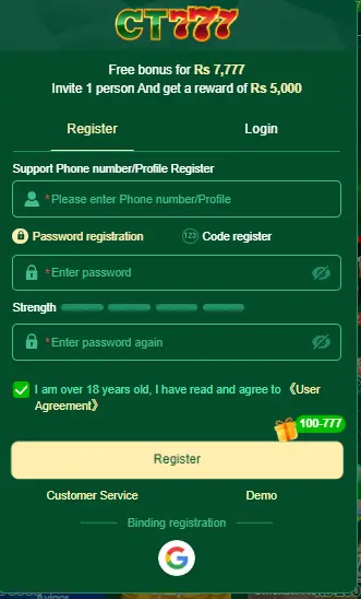 ct777 game register image