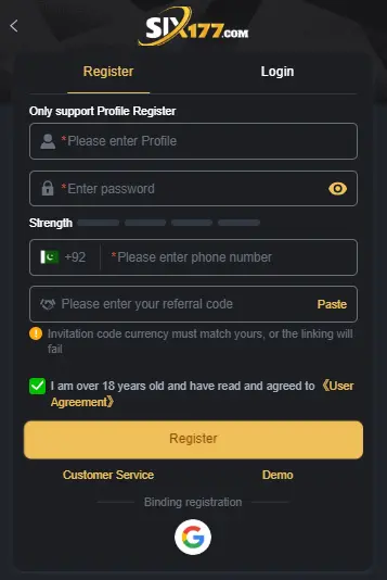 six177 game register image