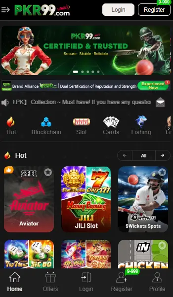 pkr99 game dashboard image screen shoot 