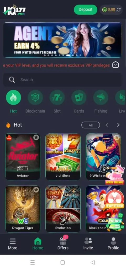 HQ177 game Official dashboard